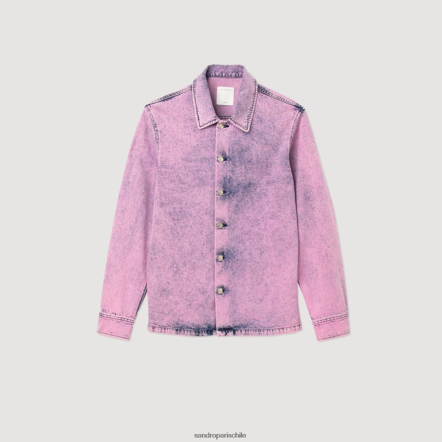 Sandro Paris chaqueta de trabajador descolorida rosa hombres vestir JJ402J584
