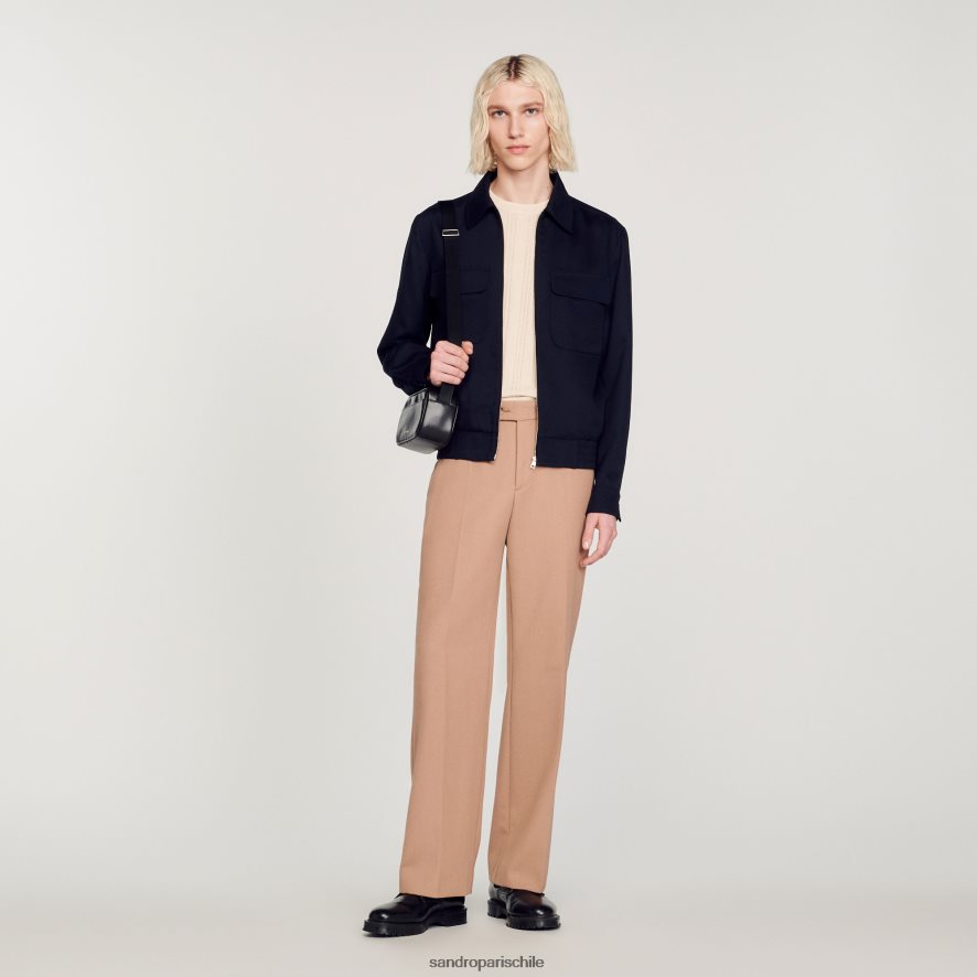 Sandro Paris chaqueta fluida Azul marino hombres vestir JJ402J619