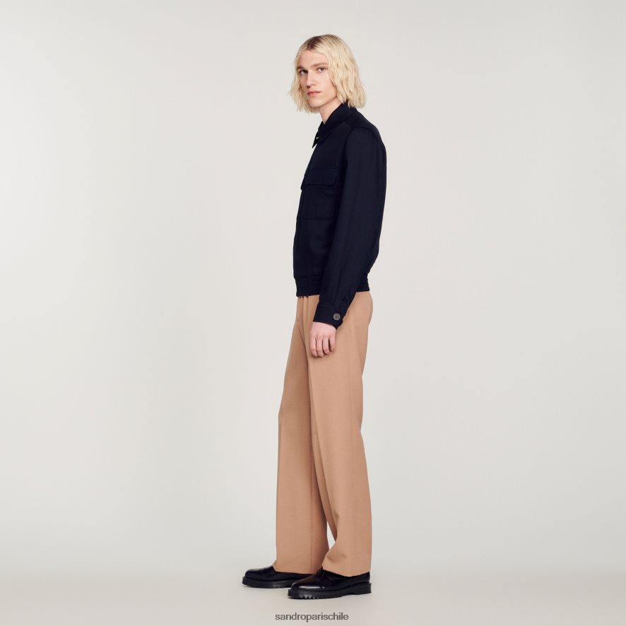 Sandro Paris chaqueta fluida Azul marino hombres vestir JJ402J619