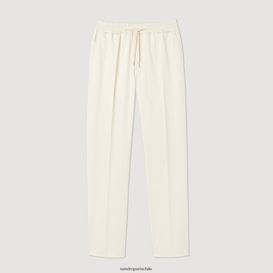 Sandro Paris pantalones rectos elásticos crudo hombres vestir JJ402J777
