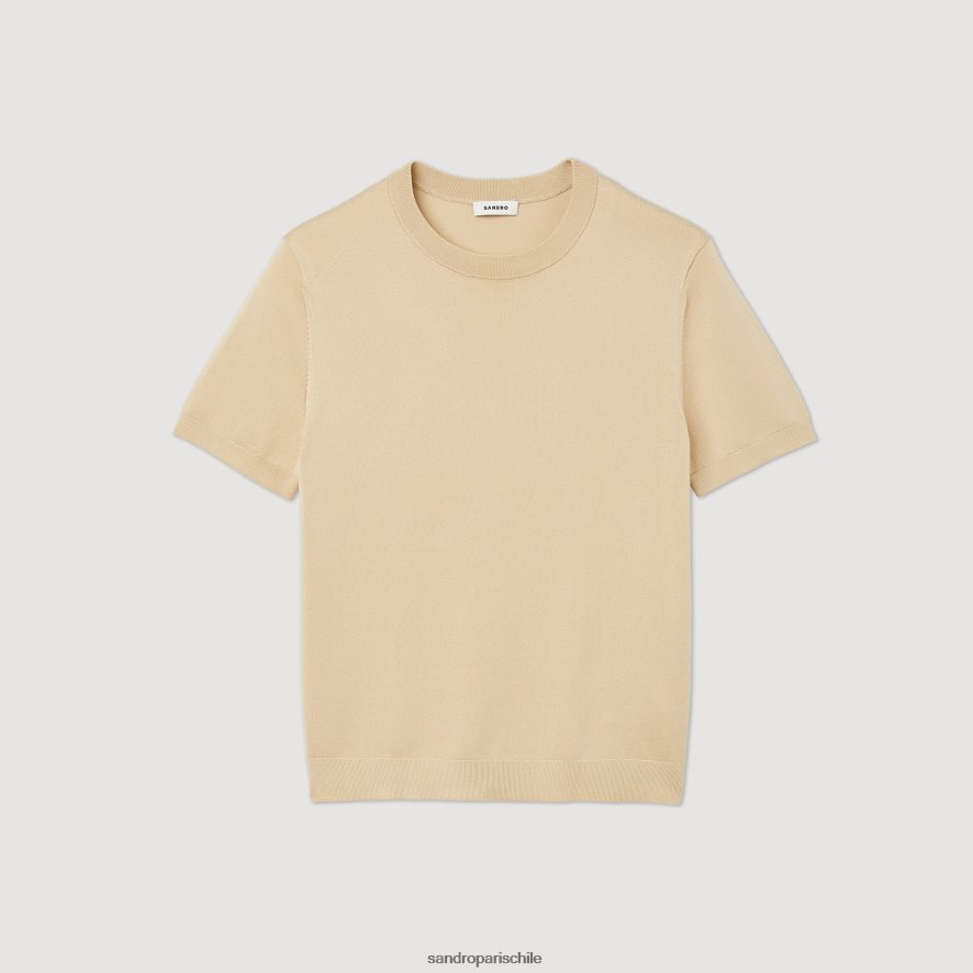 Sandro Paris camiseta de punto beige hombres vestir JJ402J718
