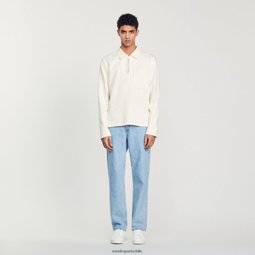 Sandro Paris polo con cremallera crudo hombres vestir JJ402J582