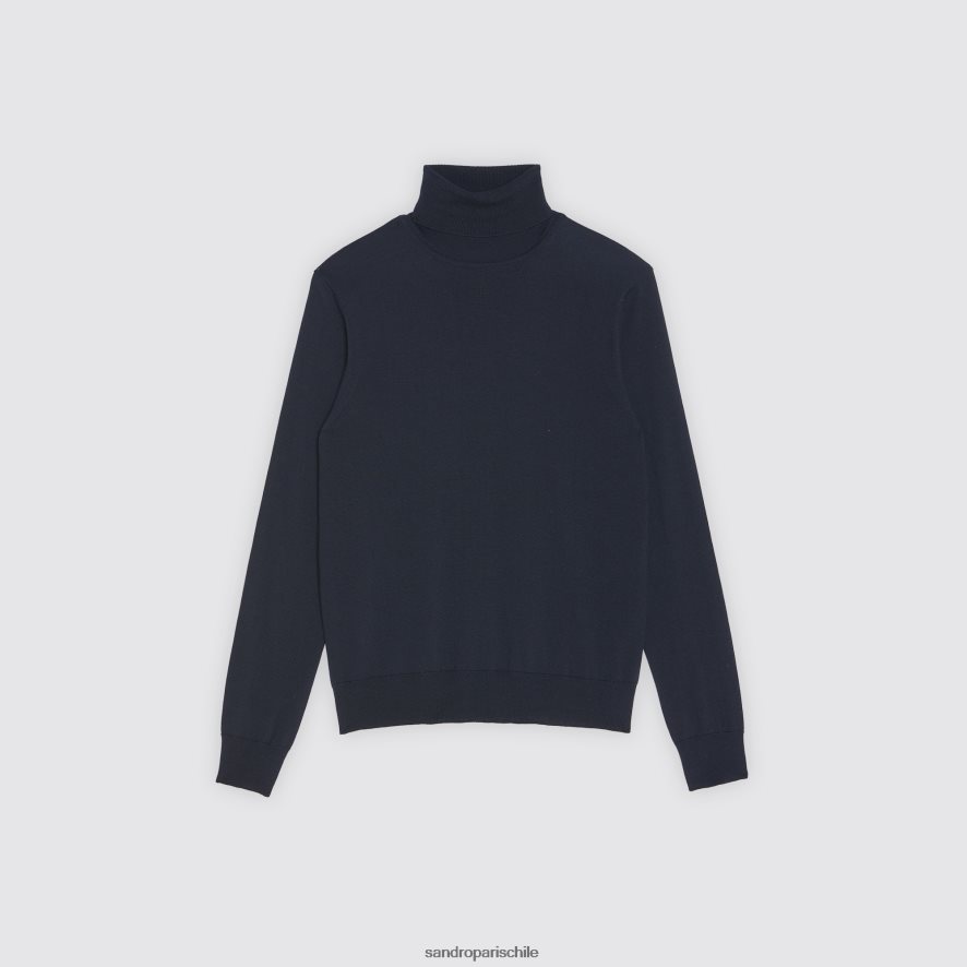 Sandro Paris suéter de lana con cuello vuelto Azul marino hombres vestir JJ402J675