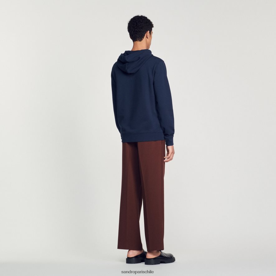 Sandro Paris sudadera con capucha bordada Azul marino hombres vestir JJ402J740
