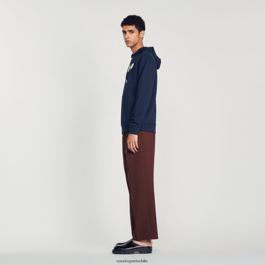 Sandro Paris sudadera con capucha bordada Azul marino hombres vestir JJ402J740