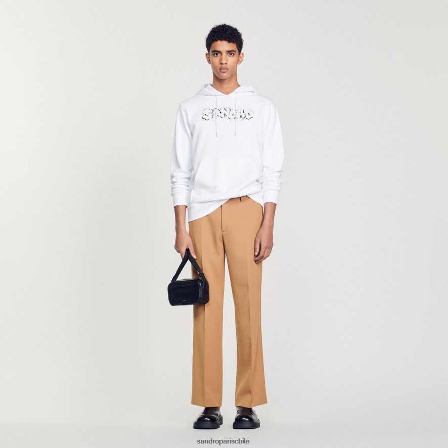 Sandro Paris sudadera con capucha bordada blanco hombres vestir JJ402J801