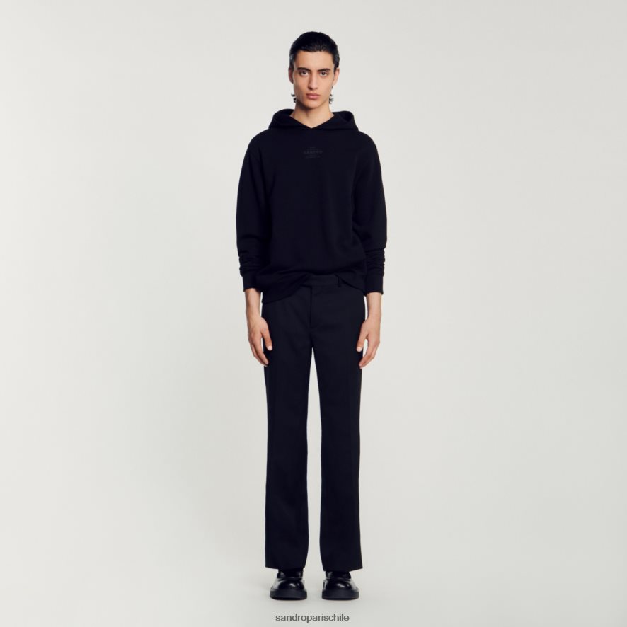 Sandro Paris sudadera con capucha y logo de goma negro hombres vestir JJ402J789