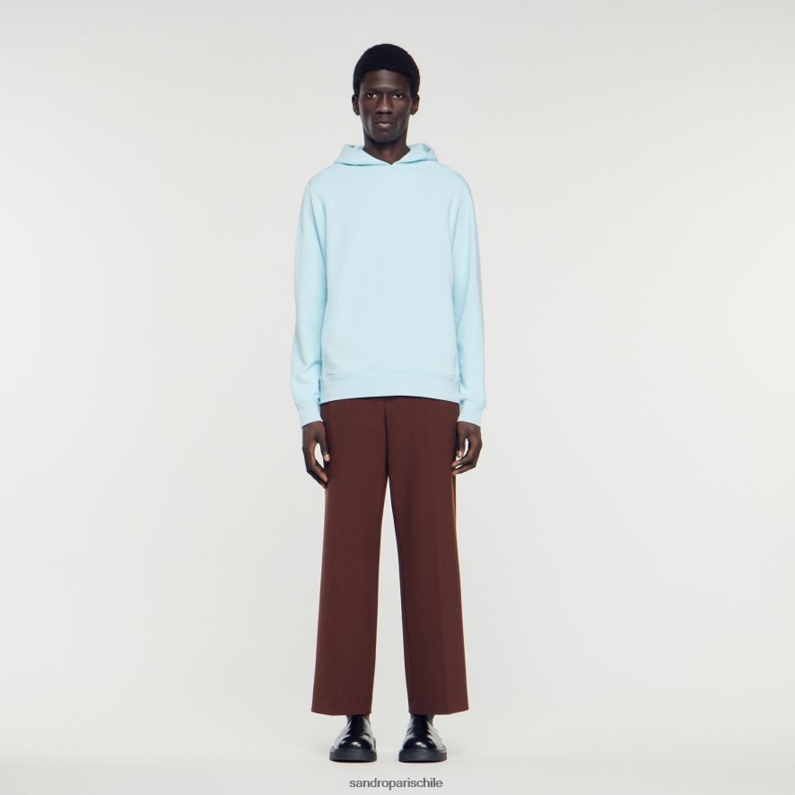 Sandro Paris sudadera con capucha y logo de goma un color hombres vestir JJ402J738
