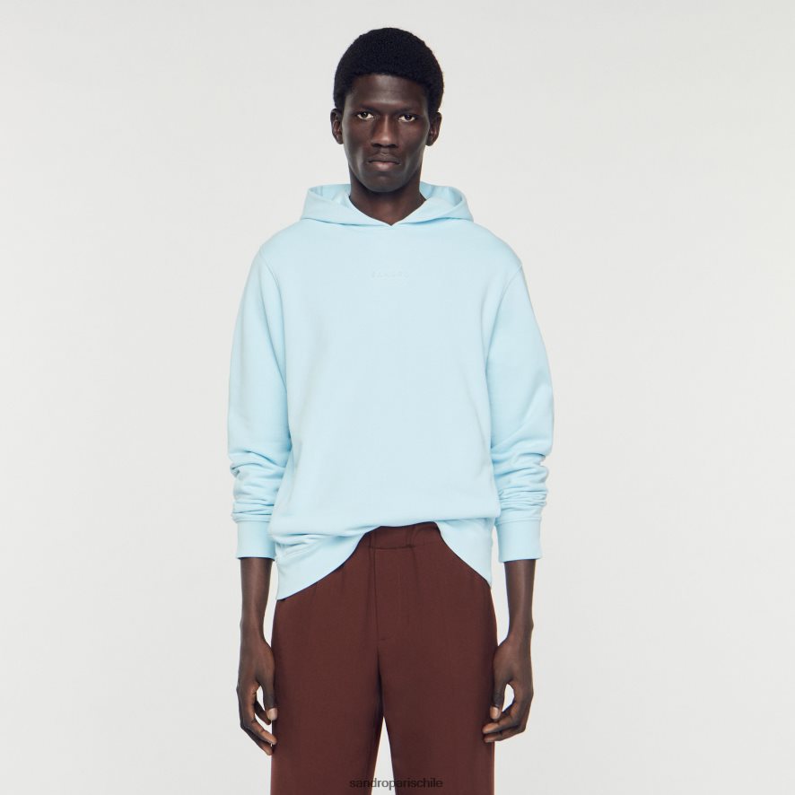 Sandro Paris sudadera con capucha y logo de goma un color hombres vestir JJ402J738