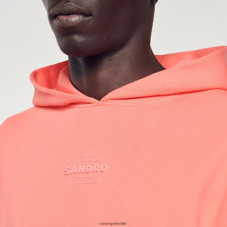 Sandro Paris sudadera con capucha y logo de goma un color hombres vestir JJ402J790