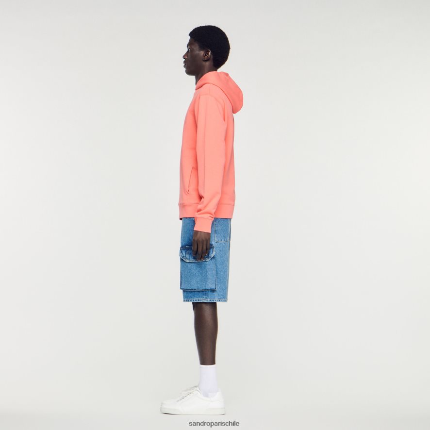 Sandro Paris sudadera con capucha y logo de goma un color hombres vestir JJ402J790