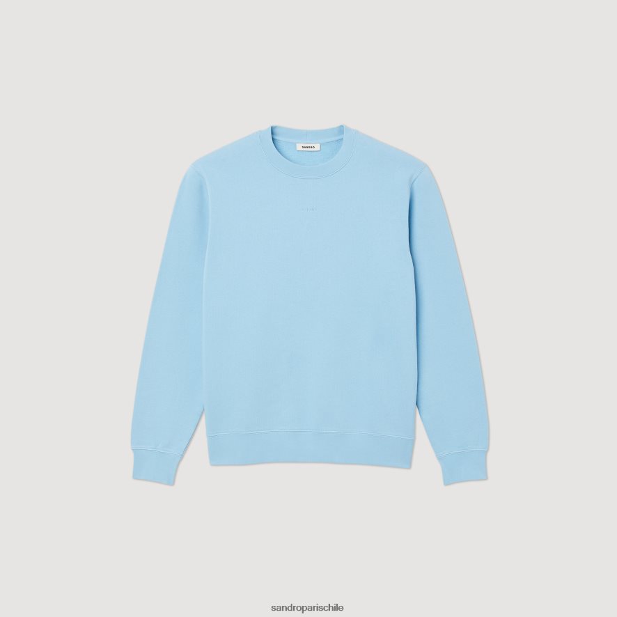 Sandro Paris sudadera de lana bordada azul claro hombres vestir JJ402J814