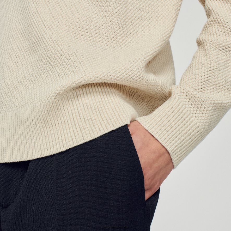 Sandro Paris sueter de lana crudo hombres vestir JJ402J688