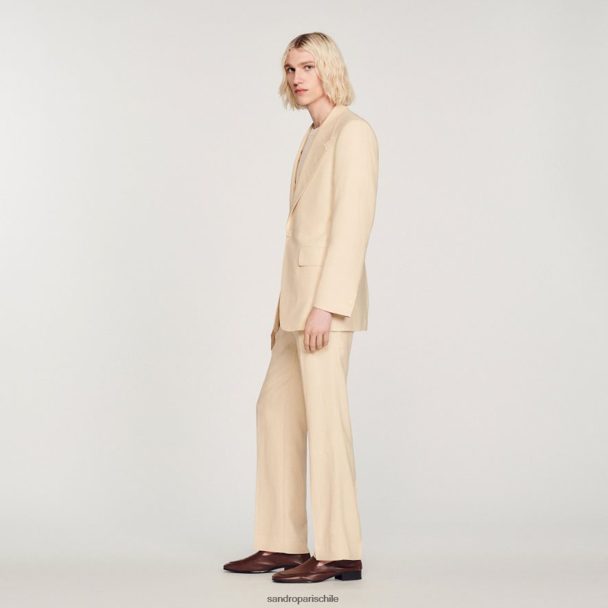 Sandro Paris chaqueta de traje de lino crudo hombres vestir JJ402J723