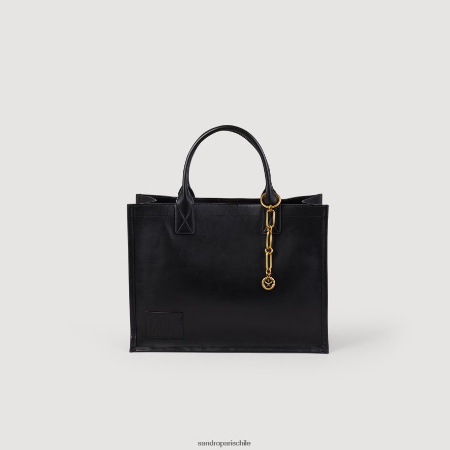 Sandro Paris bolso tote de piel con joyas de cadena negro mujer accesorios JJ402J550