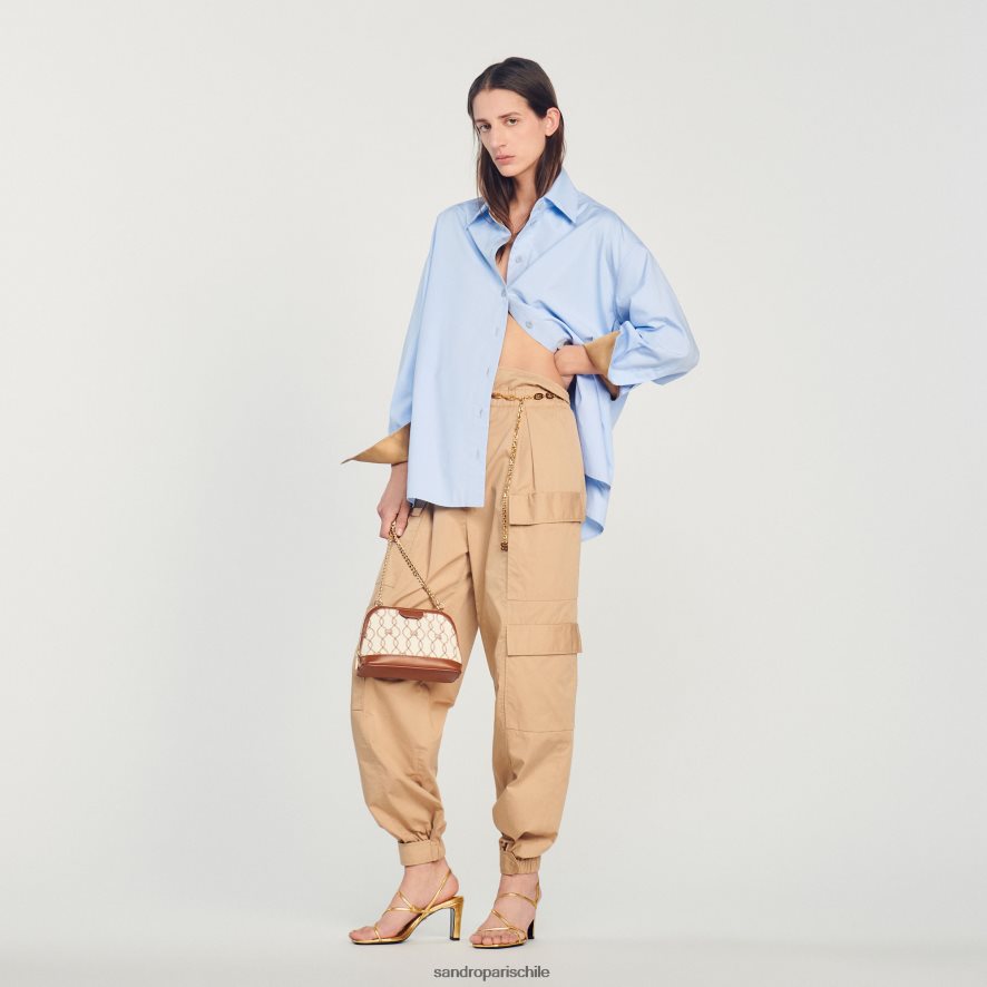 Sandro Paris bolso rittah en tejido Monogram marrón/crudo mujer accesorios JJ402J578