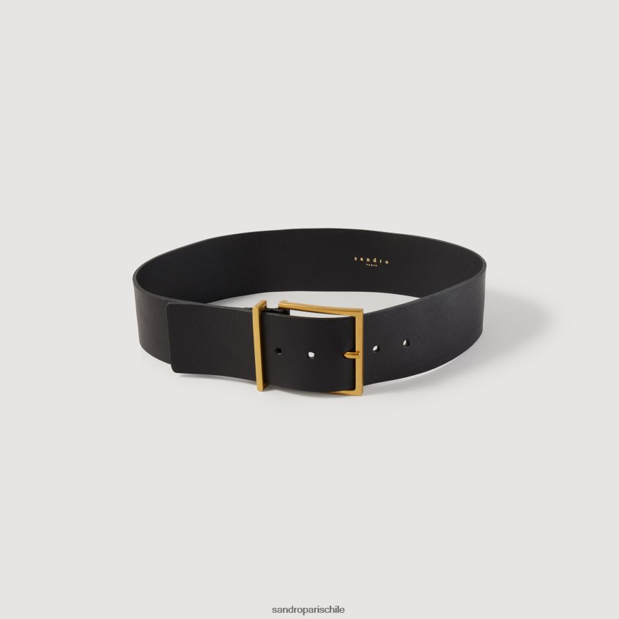 Sandro Paris cinturón ancho de cuero negro mujer accesorios JJ402J515