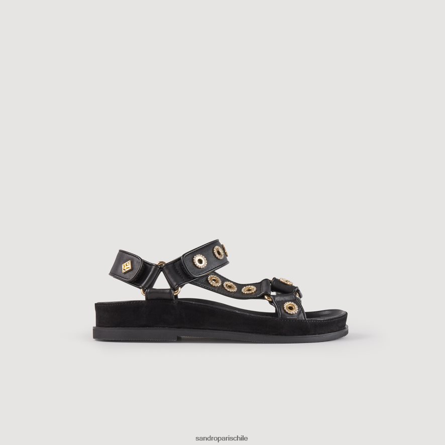 Sandro Paris sandalias con gancho y bucle de strass negro mujer calzado JJ402J482