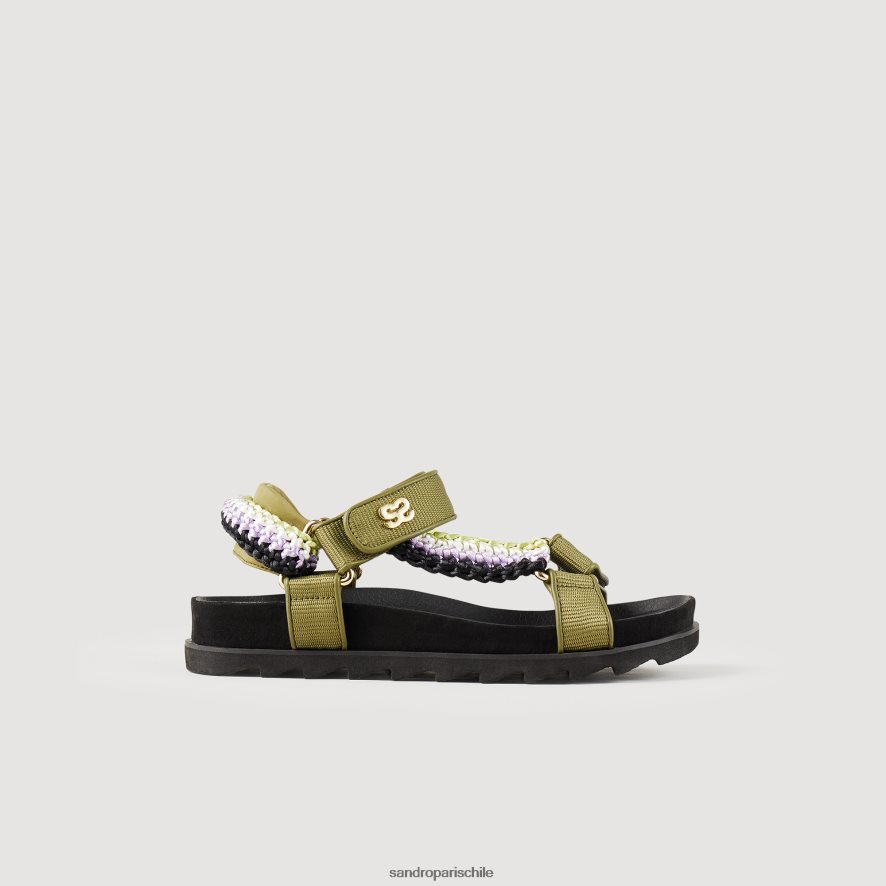 Sandro Paris sandalias con trenzado de colores verde oliva mujer calzado JJ402J486