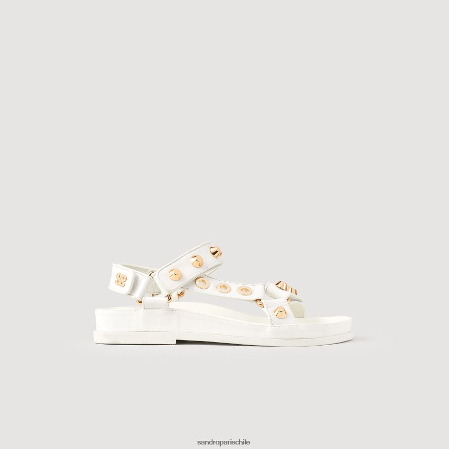 Sandro Paris sandalias de cuero con tachuelas crudo mujer calzado JJ402J489