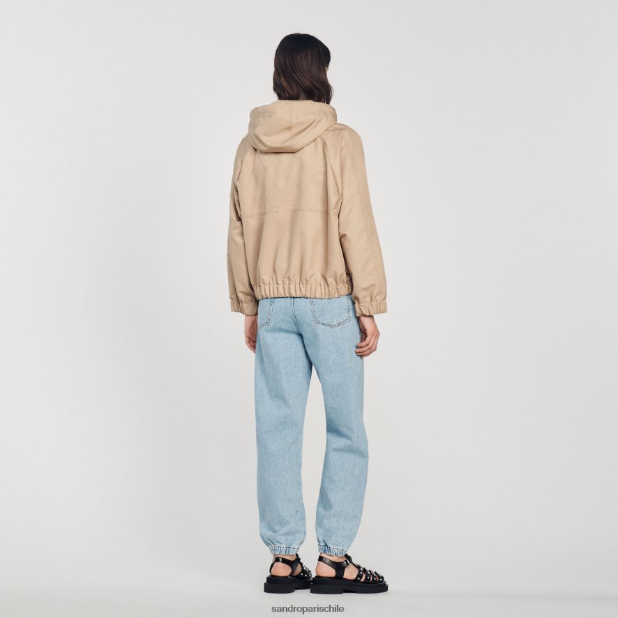 Sandro Paris parka con capucha beige mujer vestir JJ402J406
