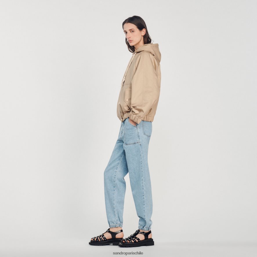 Sandro Paris parka con capucha beige mujer vestir JJ402J406