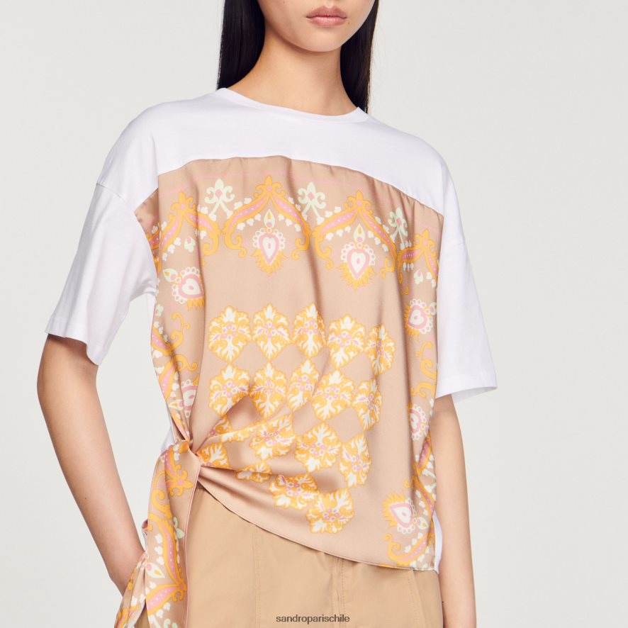 Sandro Paris camiseta bufanda blanco mujer vestir JJ402J196