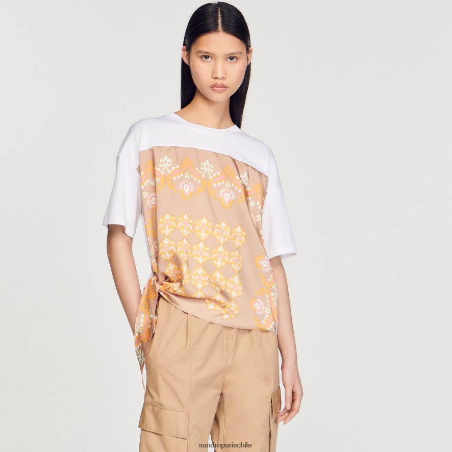 Sandro Paris camiseta bufanda blanco mujer vestir JJ402J196
