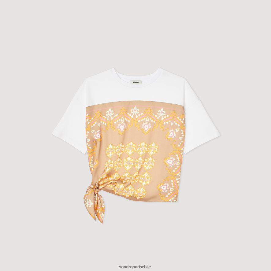 Sandro Paris camiseta bufanda blanco mujer vestir JJ402J196