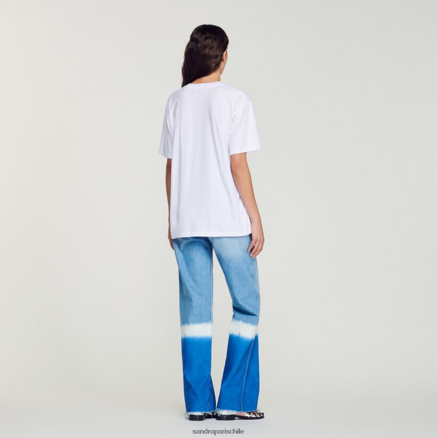 Sandro Paris camiseta sonriente blanco mujer vestir JJ402J209