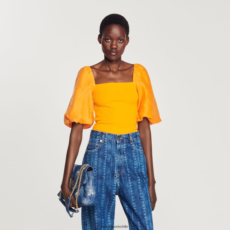 Sandro Paris tapa de doble tela naranja mujer vestir JJ402J218