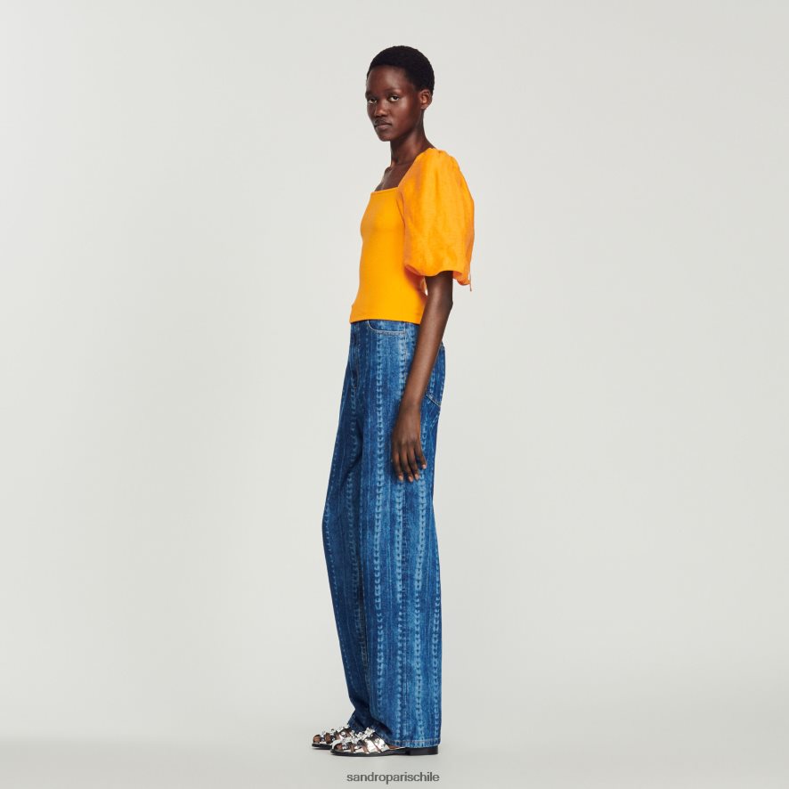 Sandro Paris tapa de doble tela naranja mujer vestir JJ402J218