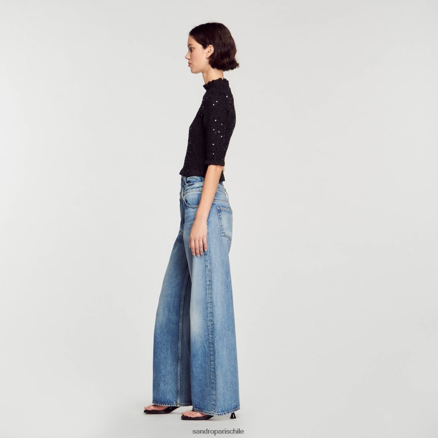 Sandro Paris top de lentejuelas negro mujer vestir JJ402J27