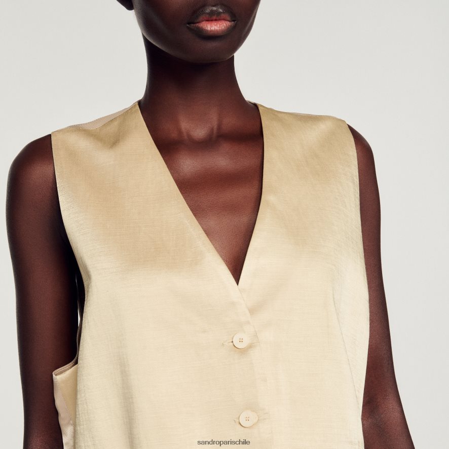 Sandro Paris chaleco tiza mujer vestir JJ402J365