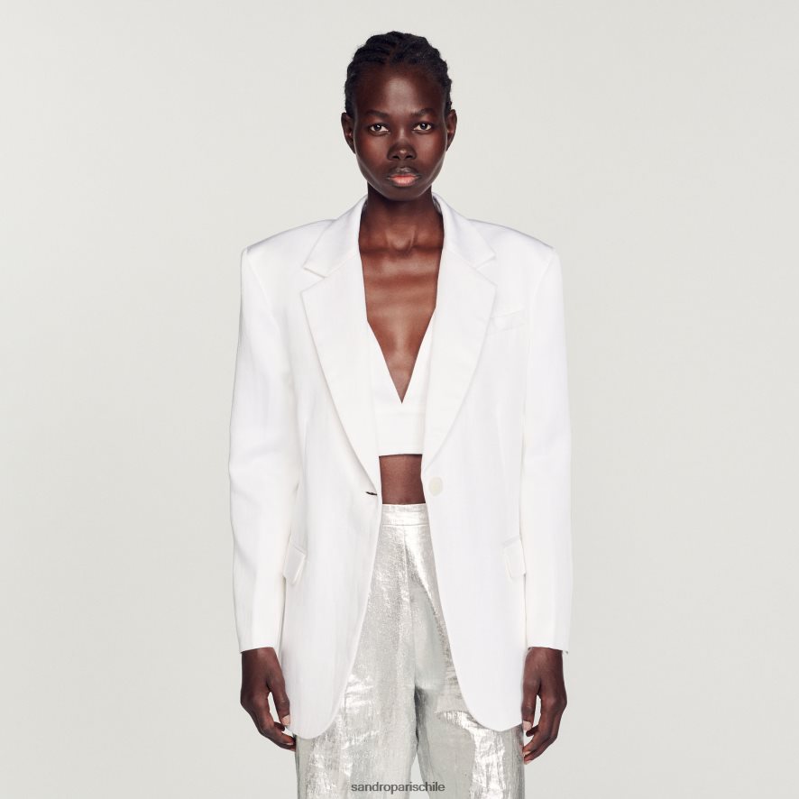 Sandro Paris chaqueta a medida blanco mujer vestir JJ402J140