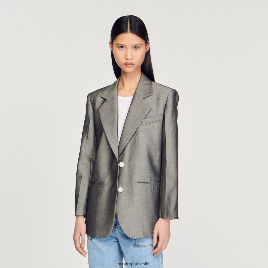 Sandro Paris chaqueta a medida gris mujer vestir JJ402J275