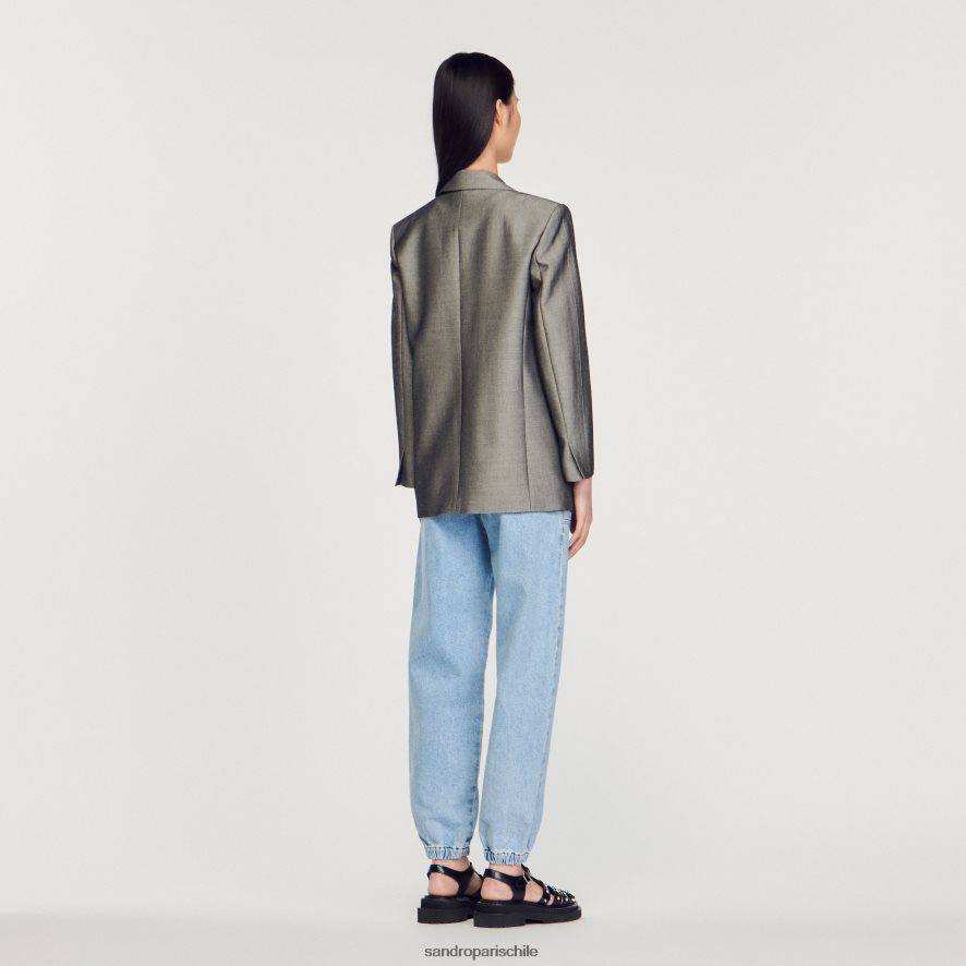 Sandro Paris chaqueta a medida gris mujer vestir JJ402J275
