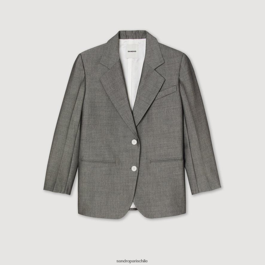 Sandro Paris chaqueta a medida gris mujer vestir JJ402J275