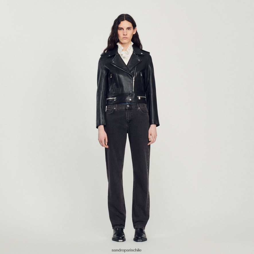 Sandro Paris chaqueta de cuero negro mujer vestir JJ402J104