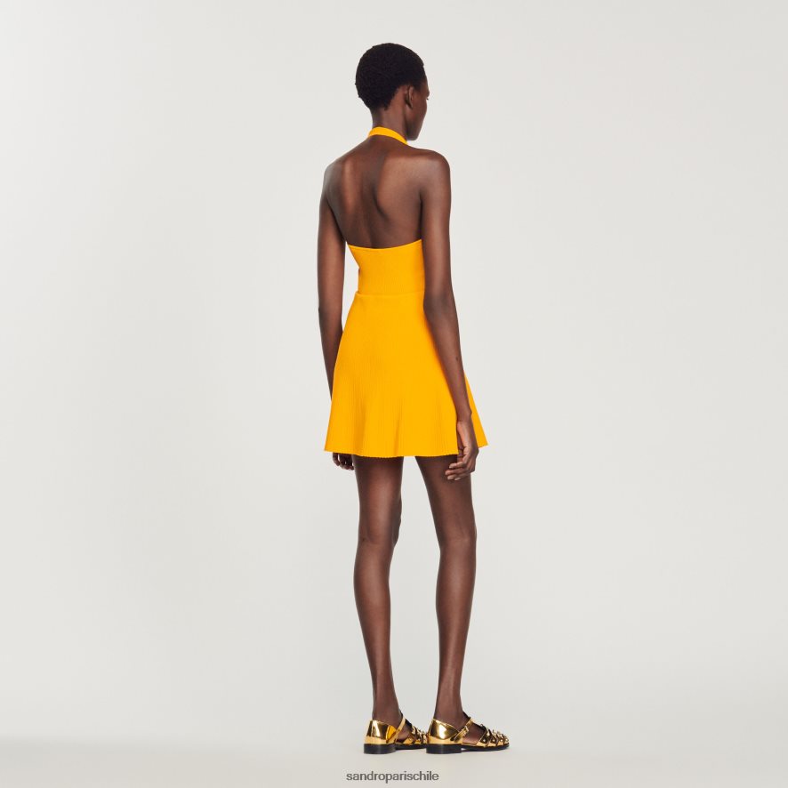 Sandro Paris falda corta de punto con detalle de anilla naranja mujer vestir JJ402J320