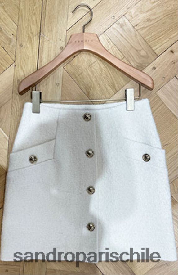 Sandro Paris falda corta de tejido boucle blanco mujer vestir JJ402J65