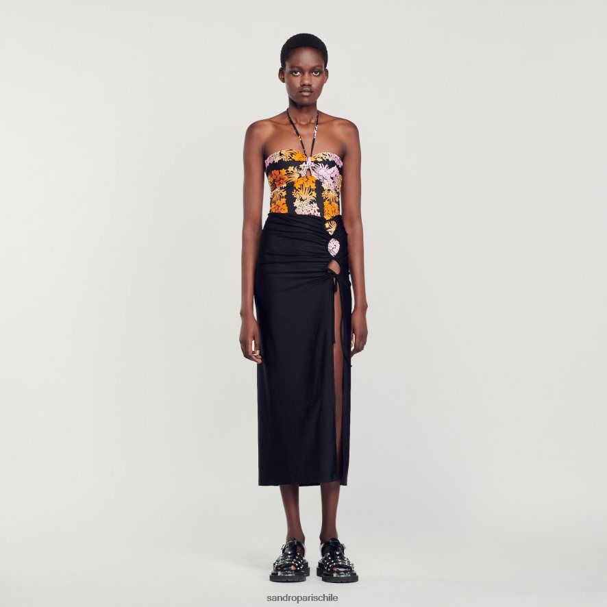 Sandro Paris falda pareo negro mujer vestir JJ402J261