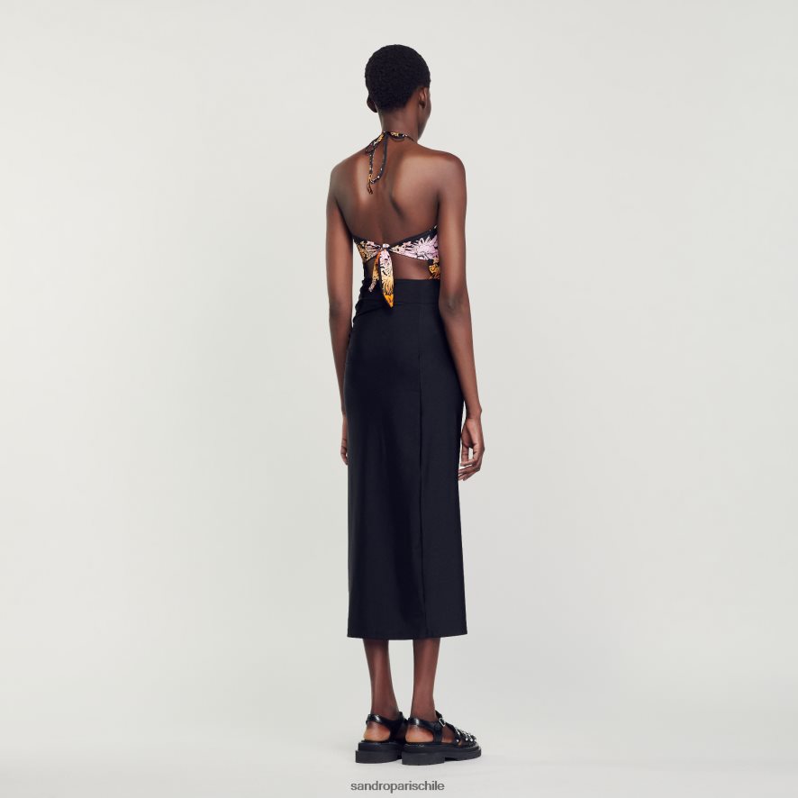 Sandro Paris falda pareo negro mujer vestir JJ402J261