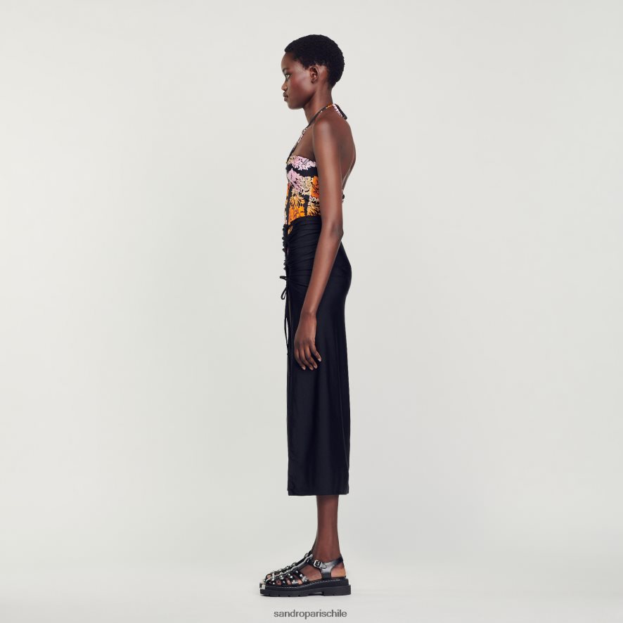 Sandro Paris falda pareo negro mujer vestir JJ402J261