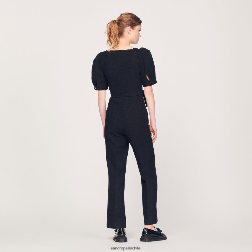 Sandro Paris mono de tweed negro mujer vestir JJ402J213