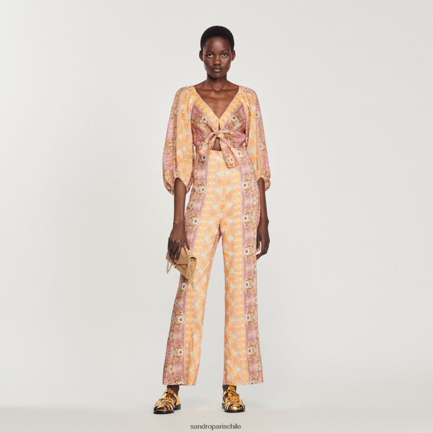 Sandro Paris mono estampado beige mujer vestir JJ402J357