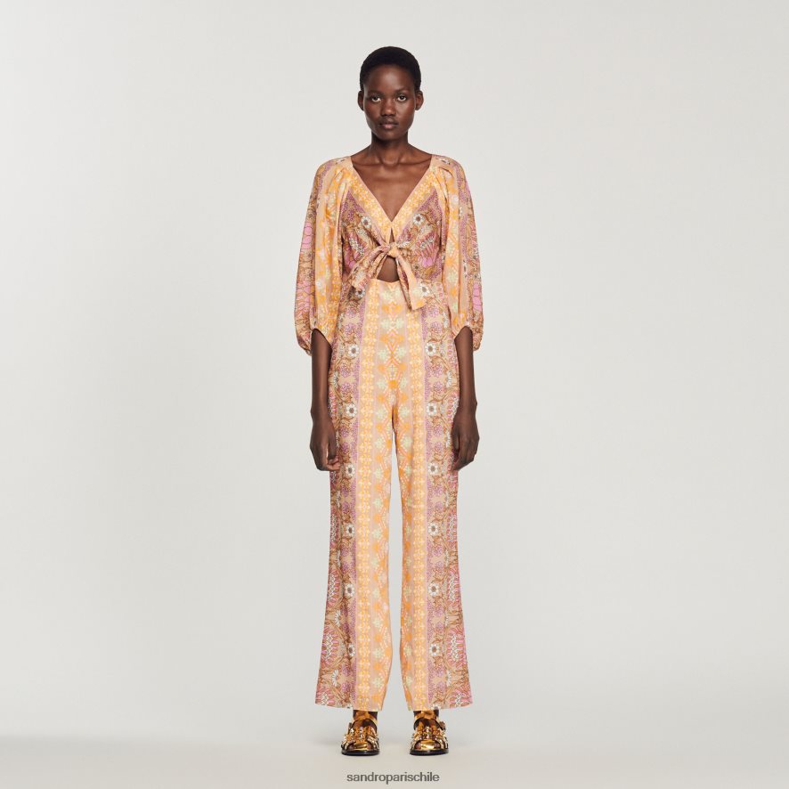 Sandro Paris mono estampado beige mujer vestir JJ402J357