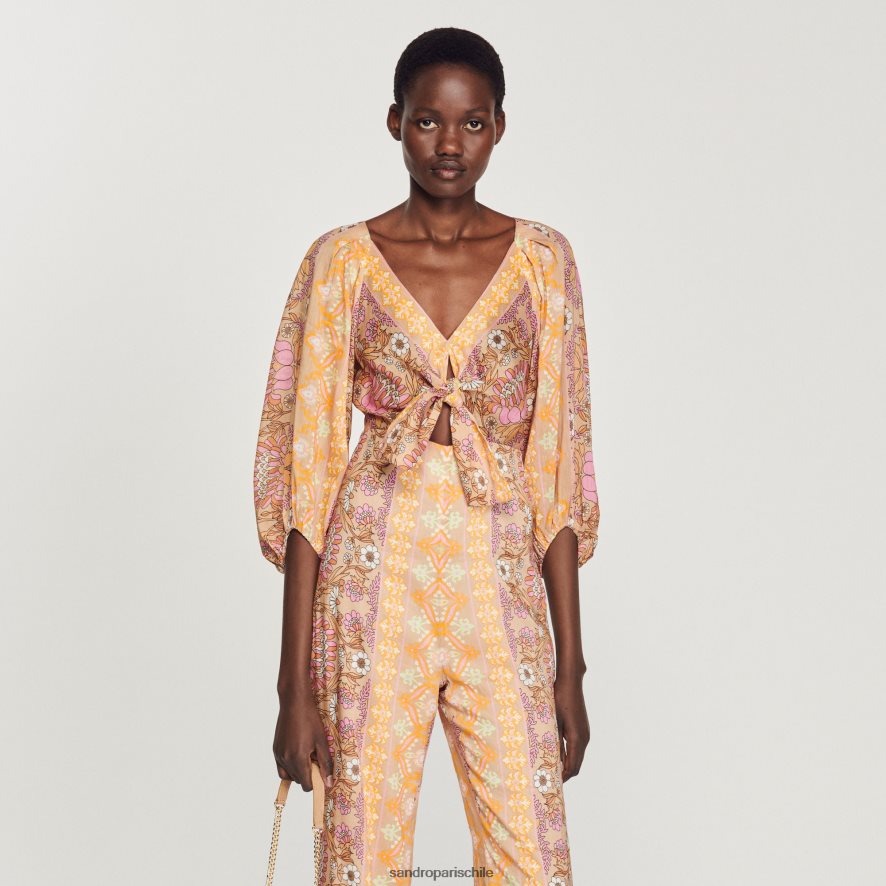 Sandro Paris mono estampado beige mujer vestir JJ402J357