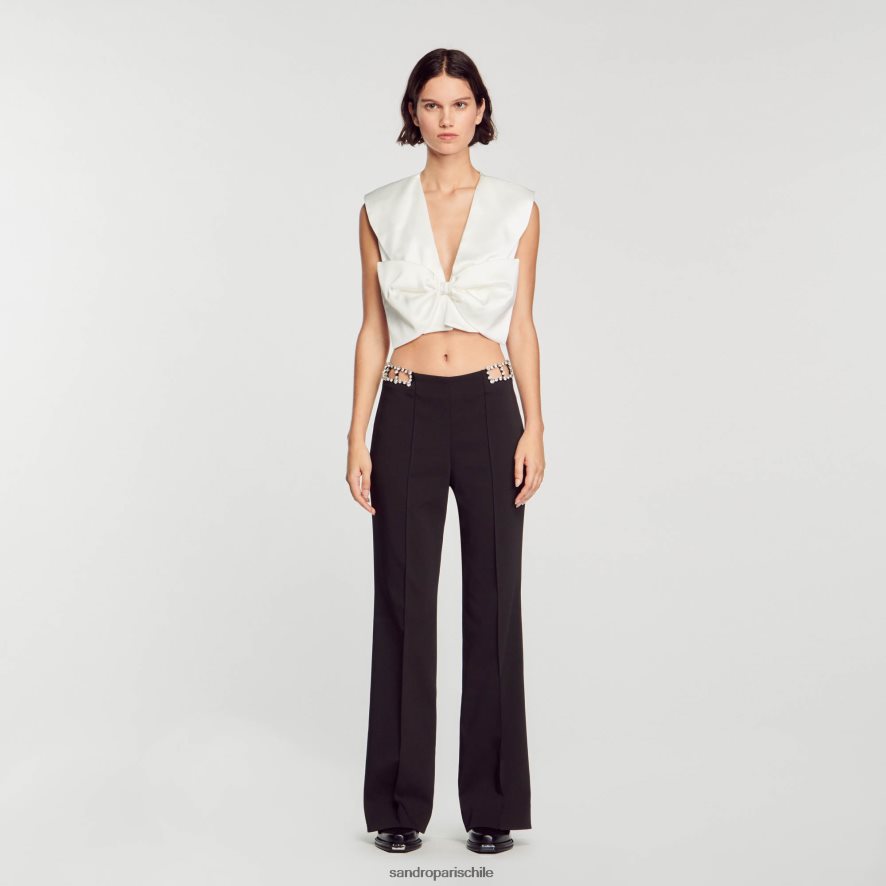 Sandro Paris pantalones de strass negro mujer vestir JJ402J43