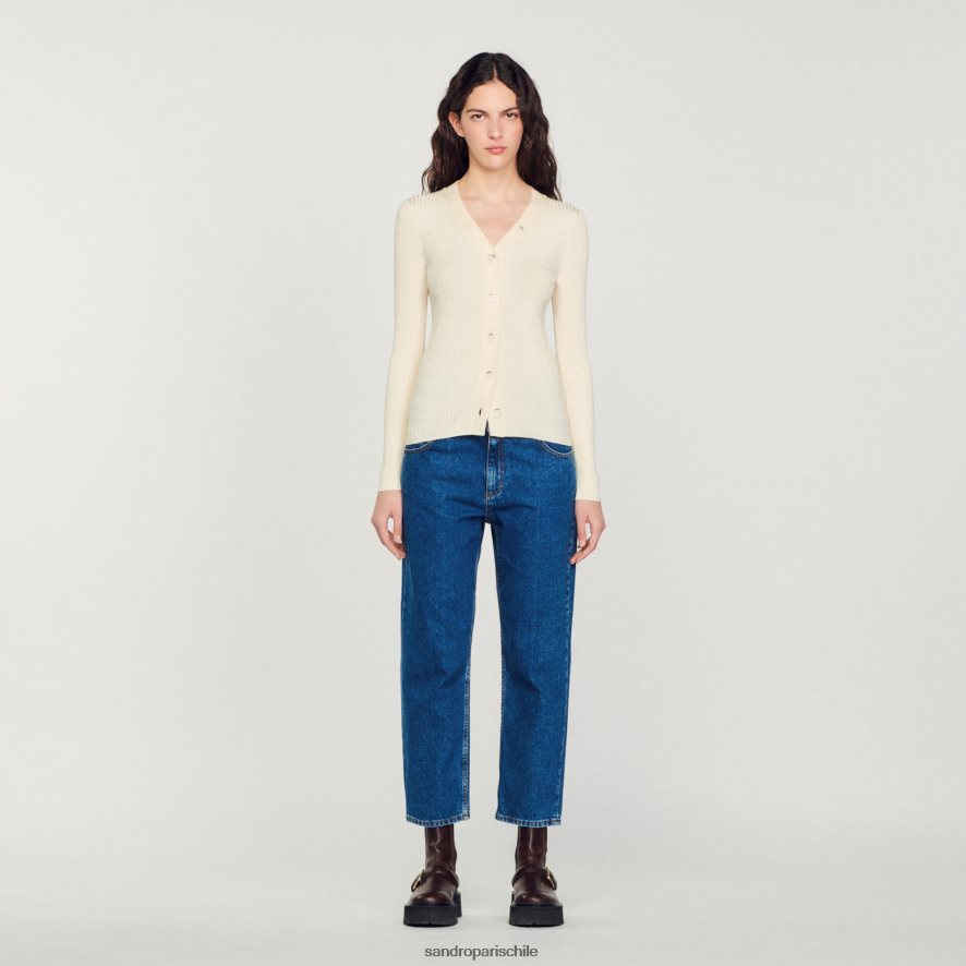 Sandro Paris Chaqueta de punto crudo mujer vestir JJ402J433